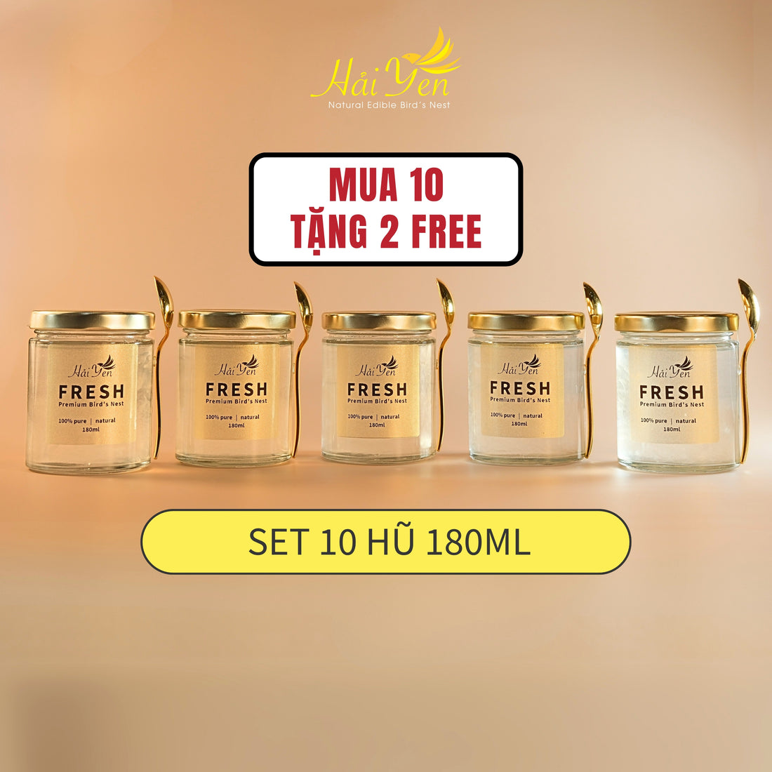 10-Jar Set 180ml – FRESH Premium Stewed Bird’s Nest + Free 3 Jars 