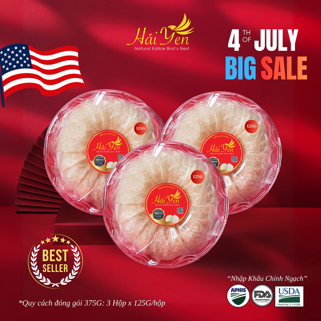375 Grams - Yến Sào Thiên Nhiên Thượng Hạng (Premium) + Bộ Quà Tặng