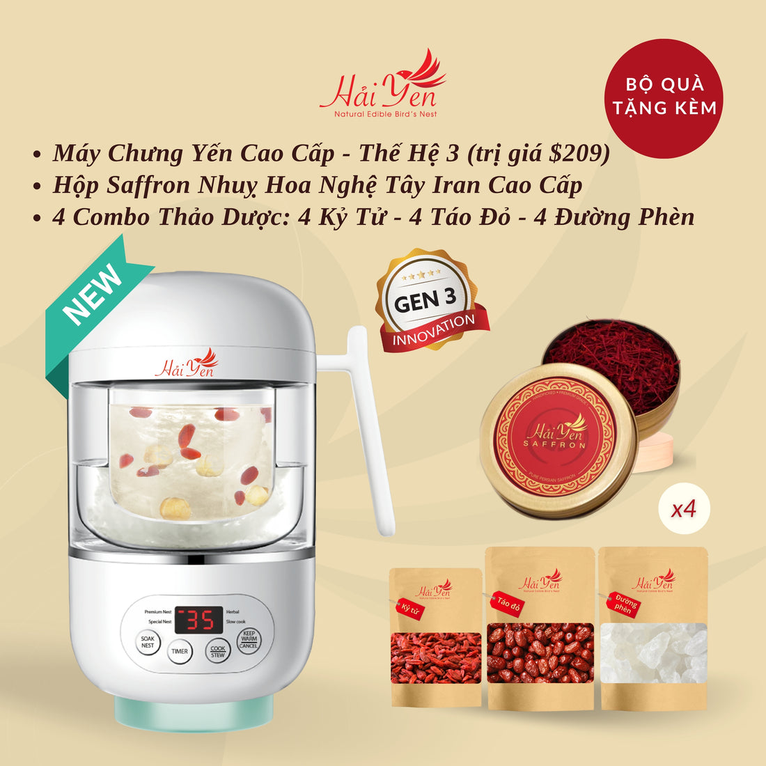 500 Grams - Yến Sào Thiên Nhiên Thượng Hạng (Premium) + Bộ Quà Tặng