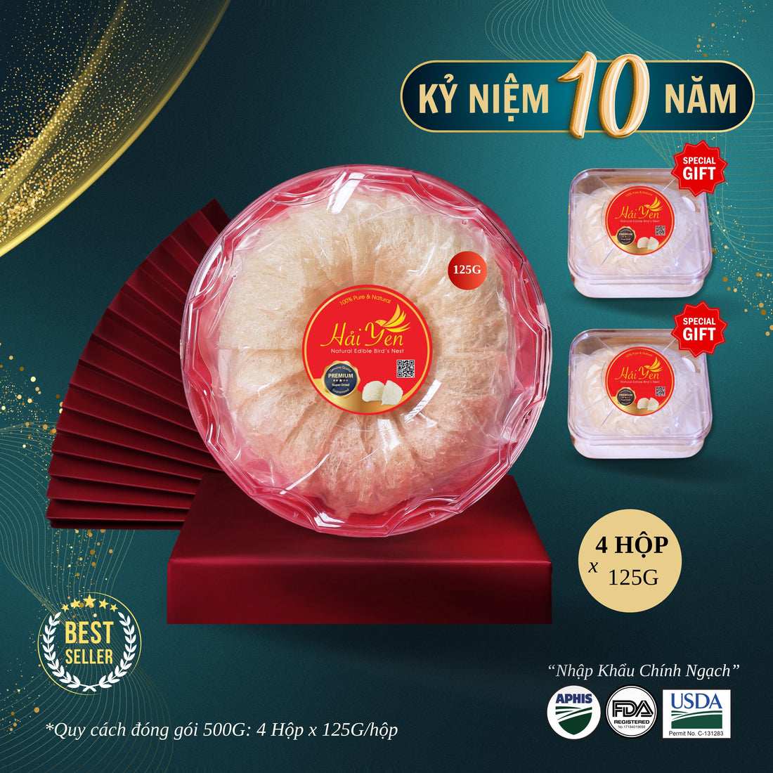 500 Grams - Yến Sào Thiên Nhiên Thượng Hạng (Premium) + Bộ Quà Tặng