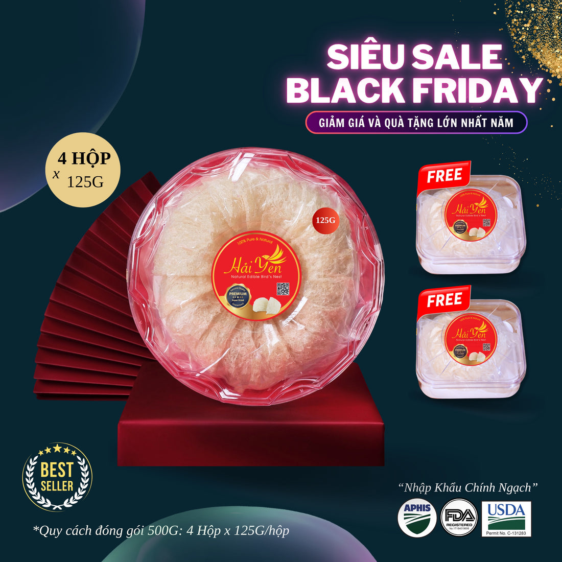 500 Grams - Yến Sào Thiên Nhiên Thượng Hạng (Premium) + Bộ Quà Tặng