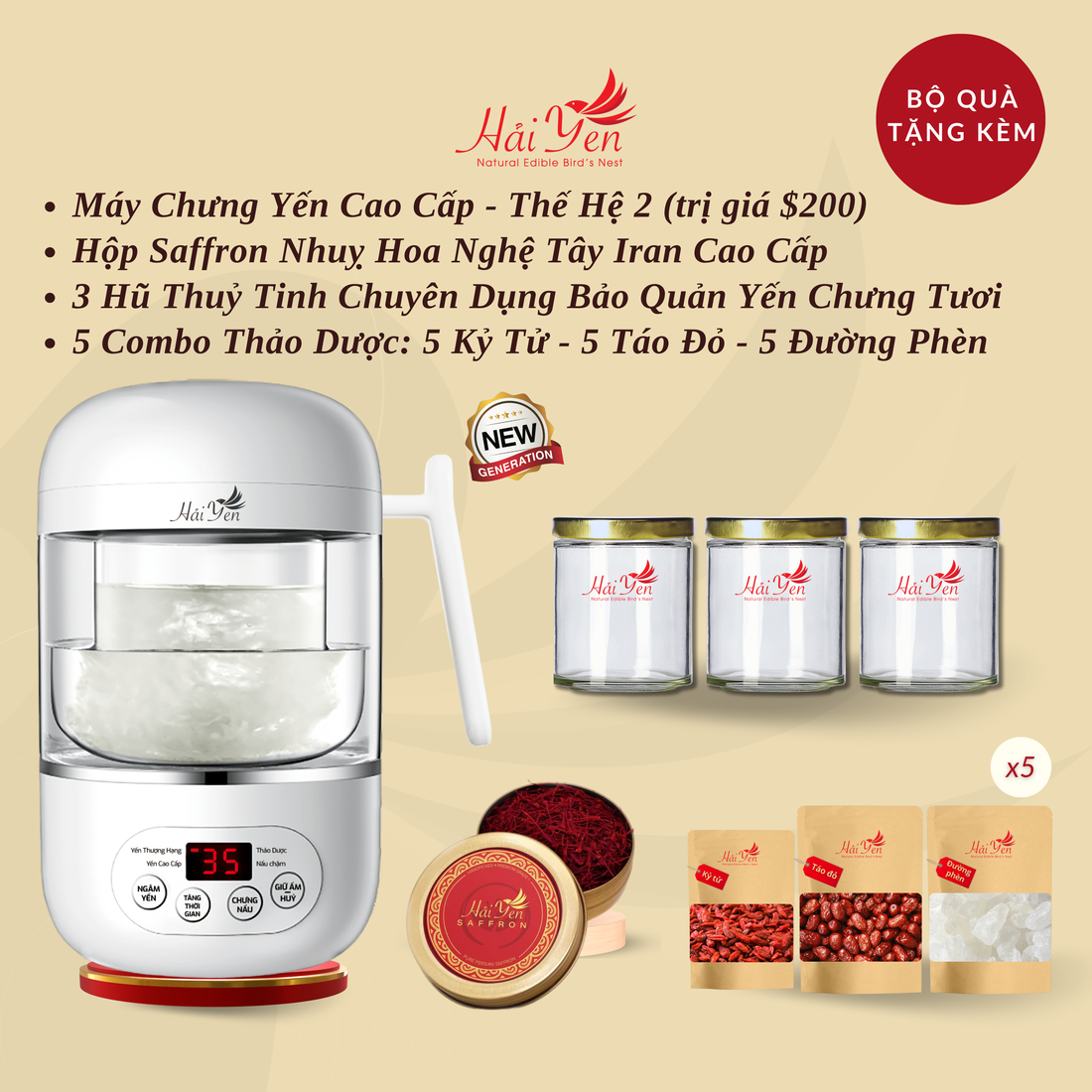 1,000 Grams (1 Kg) - Yến Sào Thiên Nhiên Cao Cấp (Special) + Bộ Quà Tặng