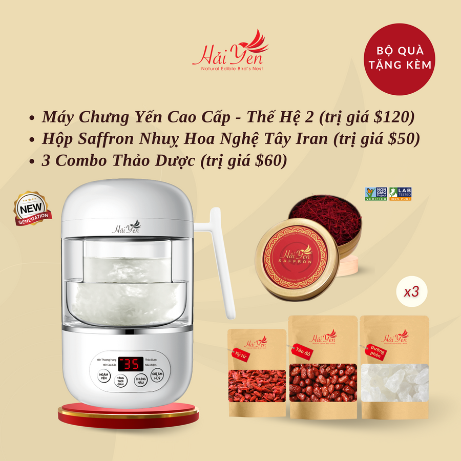 375 Grams - Yến Sào Thiên Nhiên Thượng Hạng (Premium) + Tặng Máy Chưng Yến