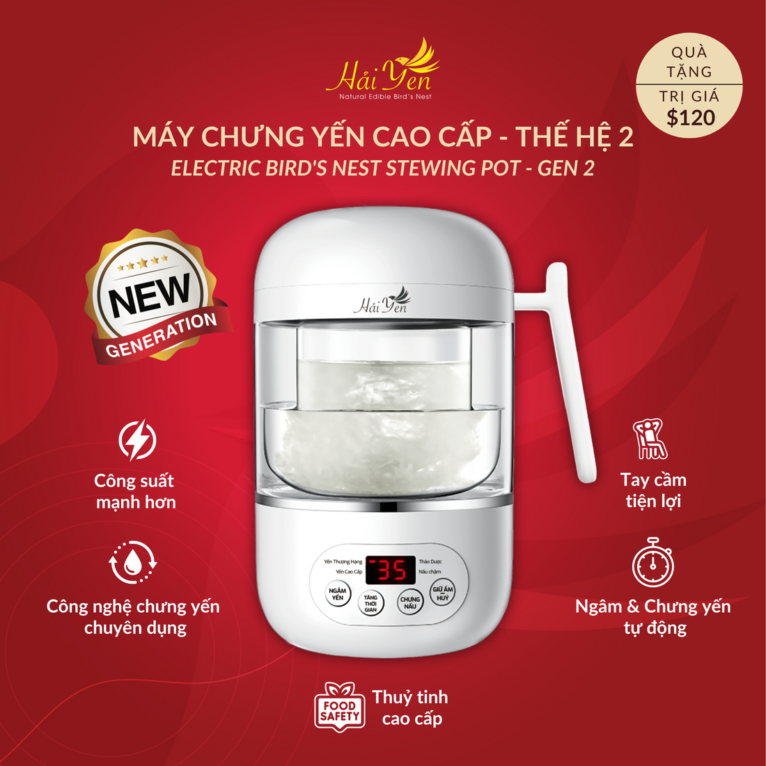 375 Grams - Yến Sào Thiên Nhiên Thượng Hạng (Premium) + Tặng Máy Chưng Yến